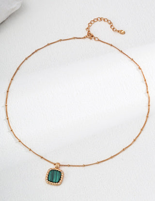 Framed Malachite Square Pendant Necklace
