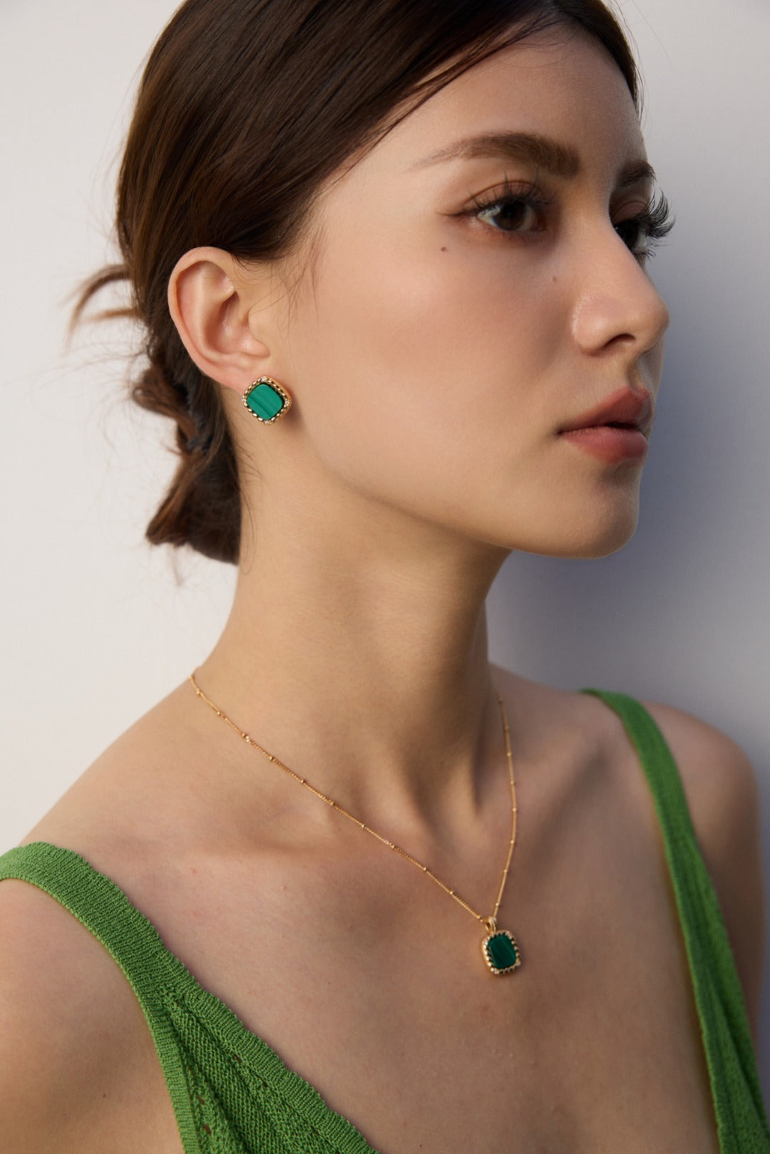 Framed Malachite Square Earrings