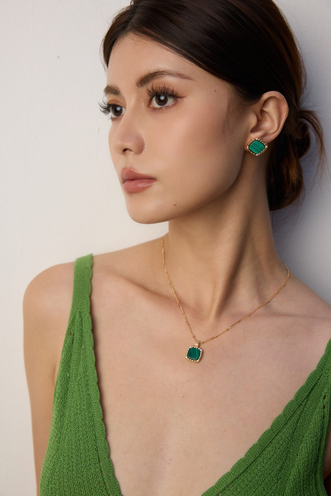 Framed Malachite Square Earrings