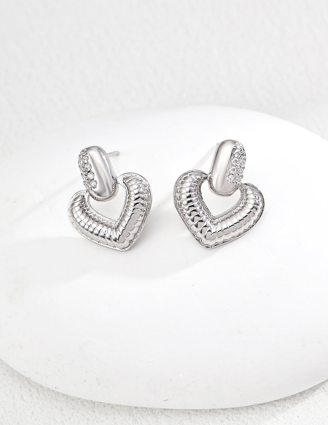 Zircon Heart-Shaped Earrings