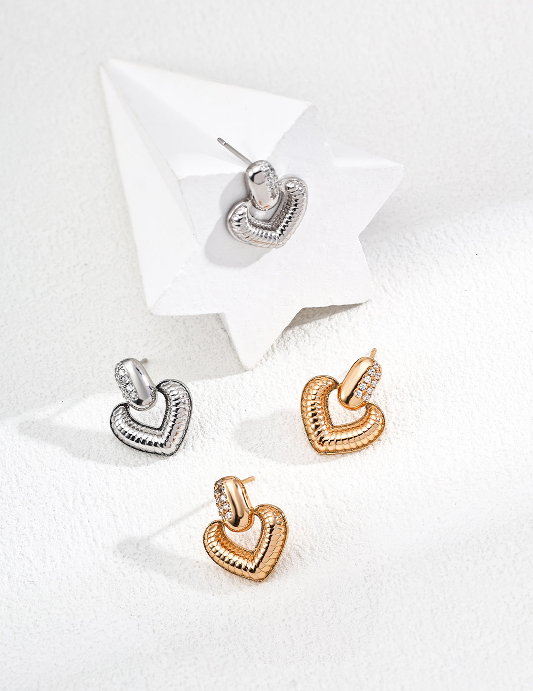Zircon Heart-Shaped Earrings