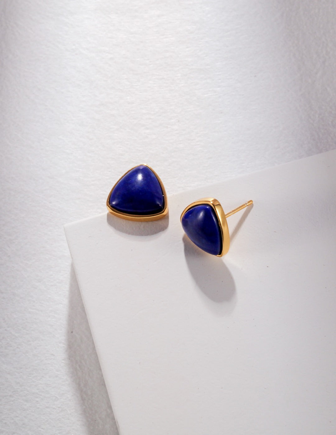 Triangle Stud Lapis Lazuli Earrings