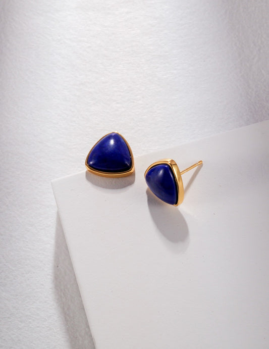 Triangle Stud Lapis Lazuli Earrings