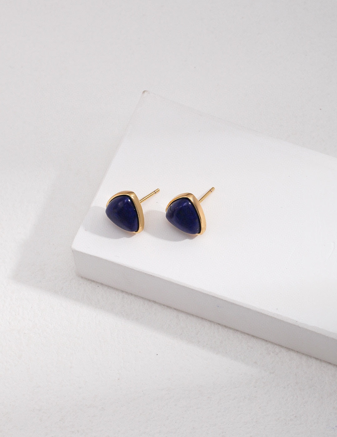 Triangle Stud Lapis Lazuli Earrings