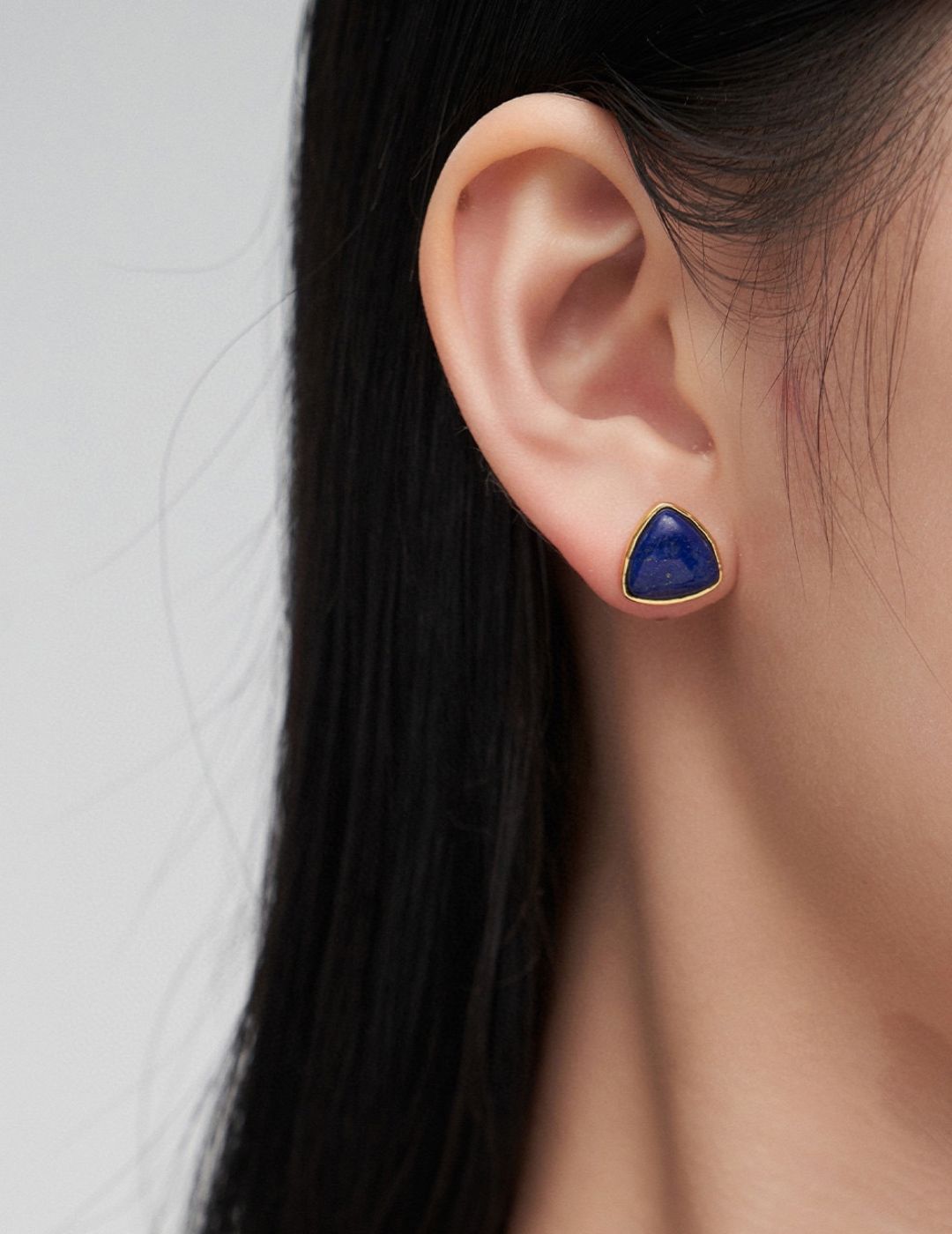 Triangle Stud Lapis Lazuli Earrings