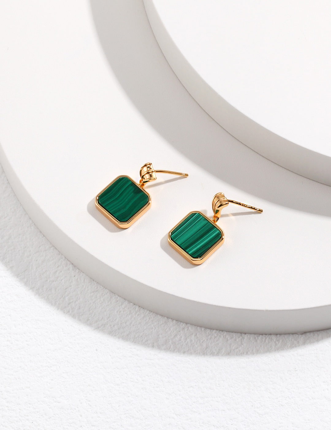 Modern Square Malachite Earrings