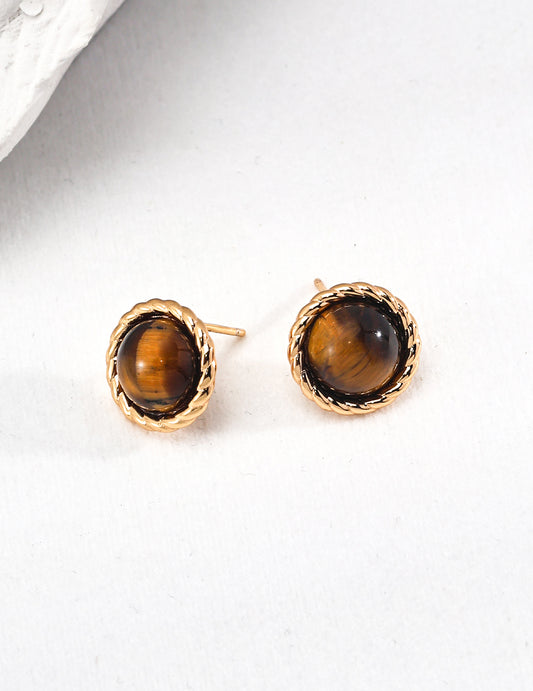 Tigers Eye Stud Earrings