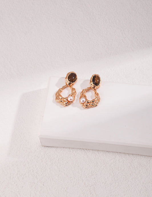 Tiger's Eye Artistic Earrings