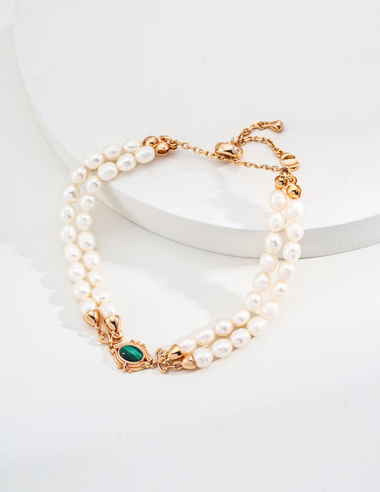 Freshwater Pearl & Malachite Bracelet