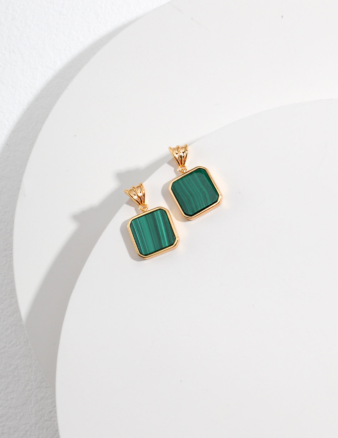Modern Square Malachite Earrings